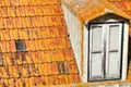 Old and colorful orange tiled roof in Lisbon Royalty Free Stock Photo