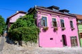 Old colorful painted houses in the historical center of the Sighisoara citadel, in Transylvania Transilvania region of Romania, Royalty Free Stock Photo