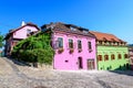 Old colorful painted houses in the historical center of the Sighisoara citadel, in Transylvania Transilvania region of Romania, Royalty Free Stock Photo