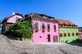 Old colorful painted houses in the historical center of the Sighisoara citadel, in Transylvania Transilvania region of Romania, Royalty Free Stock Photo