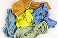 Old colorful rags on white background