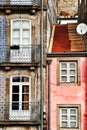 Old colorful tiled facades in Porto city