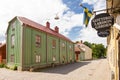 Old Colorful timber buildings. Vadstena. Sweden Royalty Free Stock Photo