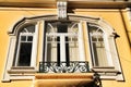 Old colorful typical facade next to the water canal in Aveiro village in Porto