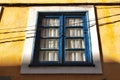 Old colorful typical facade next to the water canal in Aveiro village in Porto Royalty Free Stock Photo