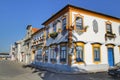 Old colorful typical facades next to the water canal in Aveiro village in Porto Royalty Free Stock Photo