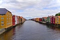 Old colorful wooden buildings on the river Nidelva in the scenic city Trondheim Norway Royalty Free Stock Photo