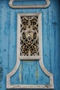 Old colorful wooden door with forged metal details Royalty Free Stock Photo