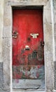 Old and colorful wooden door with iron details Royalty Free Stock Photo