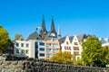 Old colorfull buildings on the Rhine river embankment