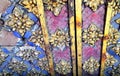 Old colour glass decoration on temple wooden door