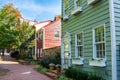 Old colourful wooden houses in a historic residential district in autumn Royalty Free Stock Photo