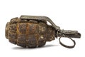 Old combat grenade isolated on a white background