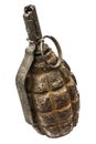 Old combat grenade isolated on a white background