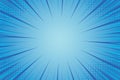 Old comic blue background with halftone gradient in pop art retro style. Royalty Free Stock Photo