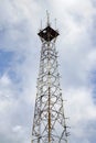 Old communication and telecommunication pole in nature on blue sky at asia Royalty Free Stock Photo