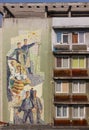 Old communist art on apartment block in Baia Mare Royalty Free Stock Photo