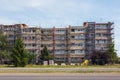 An old communist building is being renovated during the summer Royalty Free Stock Photo