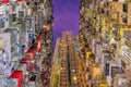 Old community night view colourful apartment building at Quarry Bay, Hong Kong