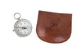 Old compass with etui Royalty Free Stock Photo