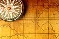 Old compass and map Royalty Free Stock Photo