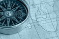 Old compass and map Royalty Free Stock Photo