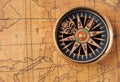 Old compass and map Royalty Free Stock Photo
