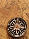 Old compass and map Royalty Free Stock Photo