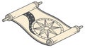 Old Compass Map Scroll, Navigation Guide, Exploration Journey, Ancient Document, vector design Generative AI Royalty Free Stock Photo