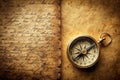 Old compass on textured paper Royalty Free Stock Photo