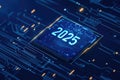 An old computer chip with the year 2012 printed on it, suitable for technology or retro-themed designs Royalty Free Stock Photo