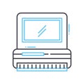 old computer line icon, outline symbol, vector illustration, concept sign Royalty Free Stock Photo