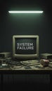 Old computer monitor displaying system failure due to technical issues Royalty Free Stock Photo