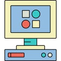 Old computer monitor vector retro pc icon