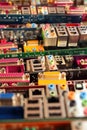 Old computer motherboards. Piles of obsolete hardware and electronic components Royalty Free Stock Photo