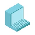 Old computer pixel art. Outdated PC 8 bit. obsolete technology 16bit. Vector illustration Royalty Free Stock Photo