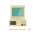 Old computer in retro style vector illustration Royalty Free Stock Photo