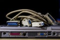 Old computer wires. Cables lpt, com1 and com2 for desktop and la Royalty Free Stock Photo