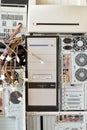 Old computers and computer accessories for electronic recycling Royalty Free Stock Photo