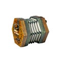 Old concertina musical instrument from 19th century isolated Royalty Free Stock Photo