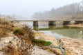 Foggy Morning on the Old Bridge Crossing the San Gabriel River near Georgetown Texas