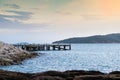 Old concrete jetty before sunset. Royalty Free Stock Photo