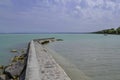 Old concrete pier on Lake Balaton in Hungary. Coastline of the Hungarian Sea. Royalty Free Stock Photo
