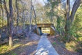 Old Concrete Railway Trestle With Paved Walking Path