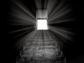 Old concrete stairs to secret door with the light, way to success Royalty Free Stock Photo