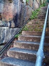 Old Concrete Steps With Natural Sandstone Wall