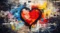 old concrete wall graffiti, heart cut-and-post collage Royalty Free Stock Photo