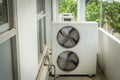 Old condenser air conditioning installation air-conditioner cooler Royalty Free Stock Photo