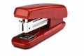 Old constantly used red stapler isolated on white background Royalty Free Stock Photo