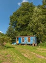 Old construction trailer converted into a caravan Royalty Free Stock Photo